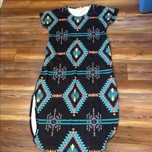 Avery Blue Aztec Maxi dress Size Large